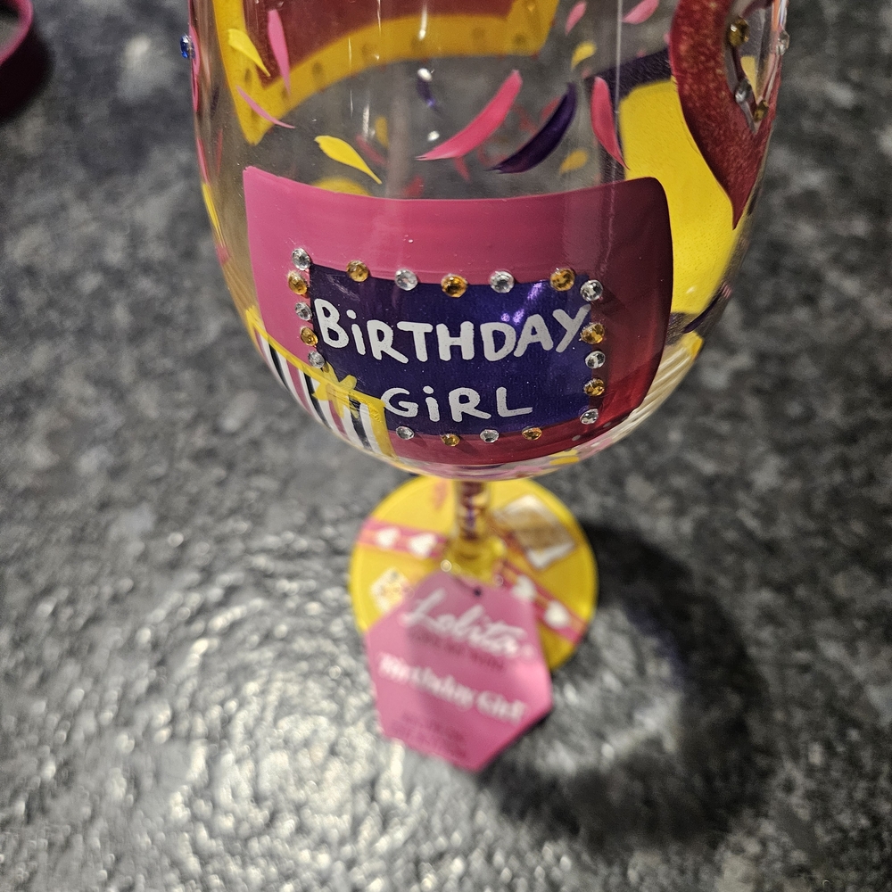 Lolita Birthday Girl Glass - Pink and Yellow Accents